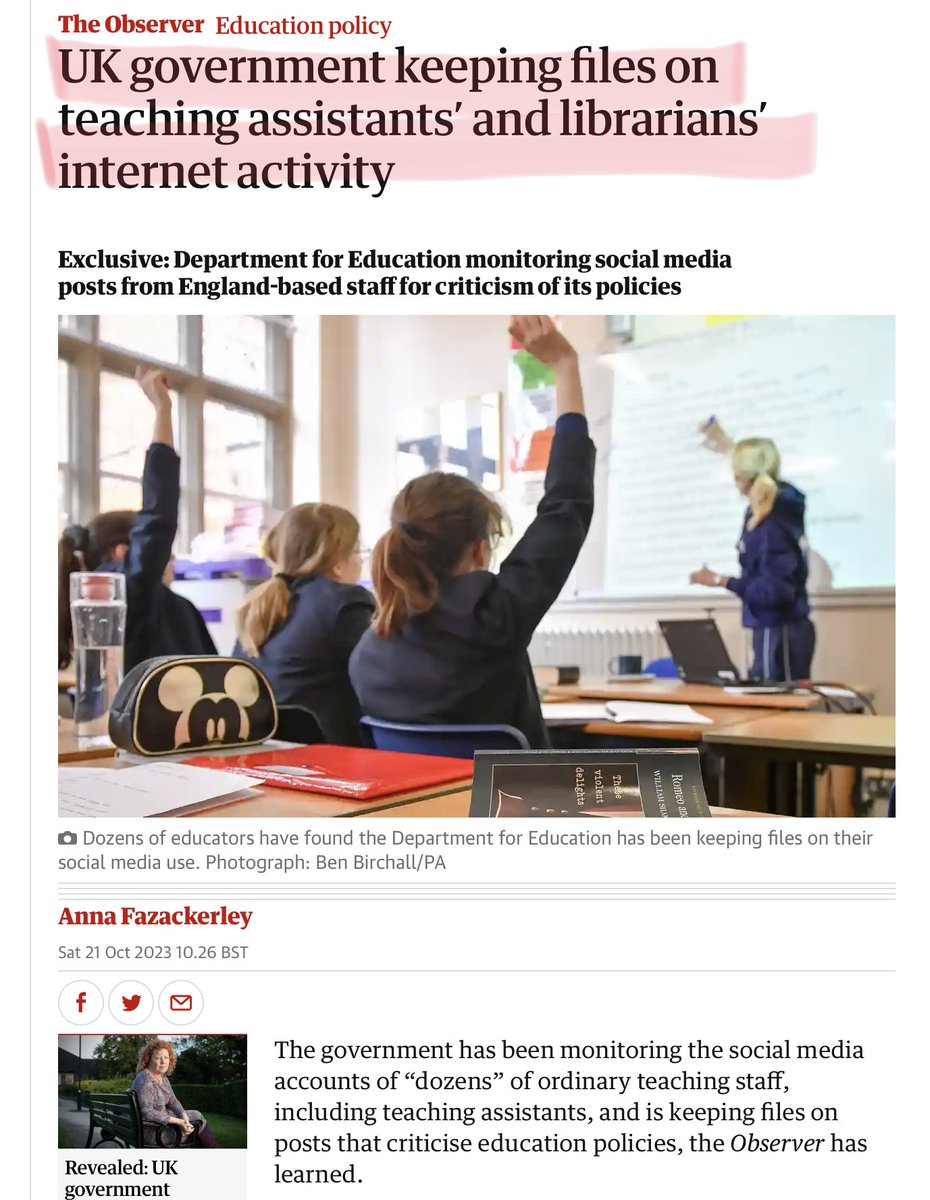 SandraWeeden's tweet photo. 😡I’m not sure what has happened to this country, but I’m pretty da**** sure I don’t like it!

Ordinary teaching and support staff discovered there were files up to 60 pages long about their tweets and comments challenging government policy or Ofsted.

https://t.co/2DTgWRB9Bi https://t.co/mU0to8Xrac