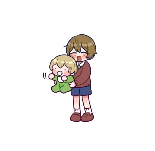 ミチル「乳児ルチルをだっこする幼ミチル」|LICCAのイラスト