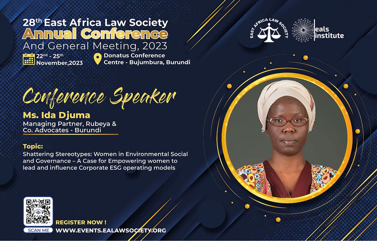 Secure your spot for the 2023 EALS Annual Conference today for a learning, networking and relaxation opportunity you won’t forget. We have an exceptional line up of speakers and panels just for you. Register here now👇👇 events.ealawsociety.org @LawSocietyofKe #EALS2023