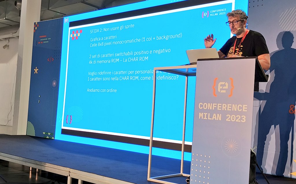 loige's tweet image. Learning lots of cool low level stuff about game design and a device I never had: the mighty #commodore64 😱

#codemotion #milan