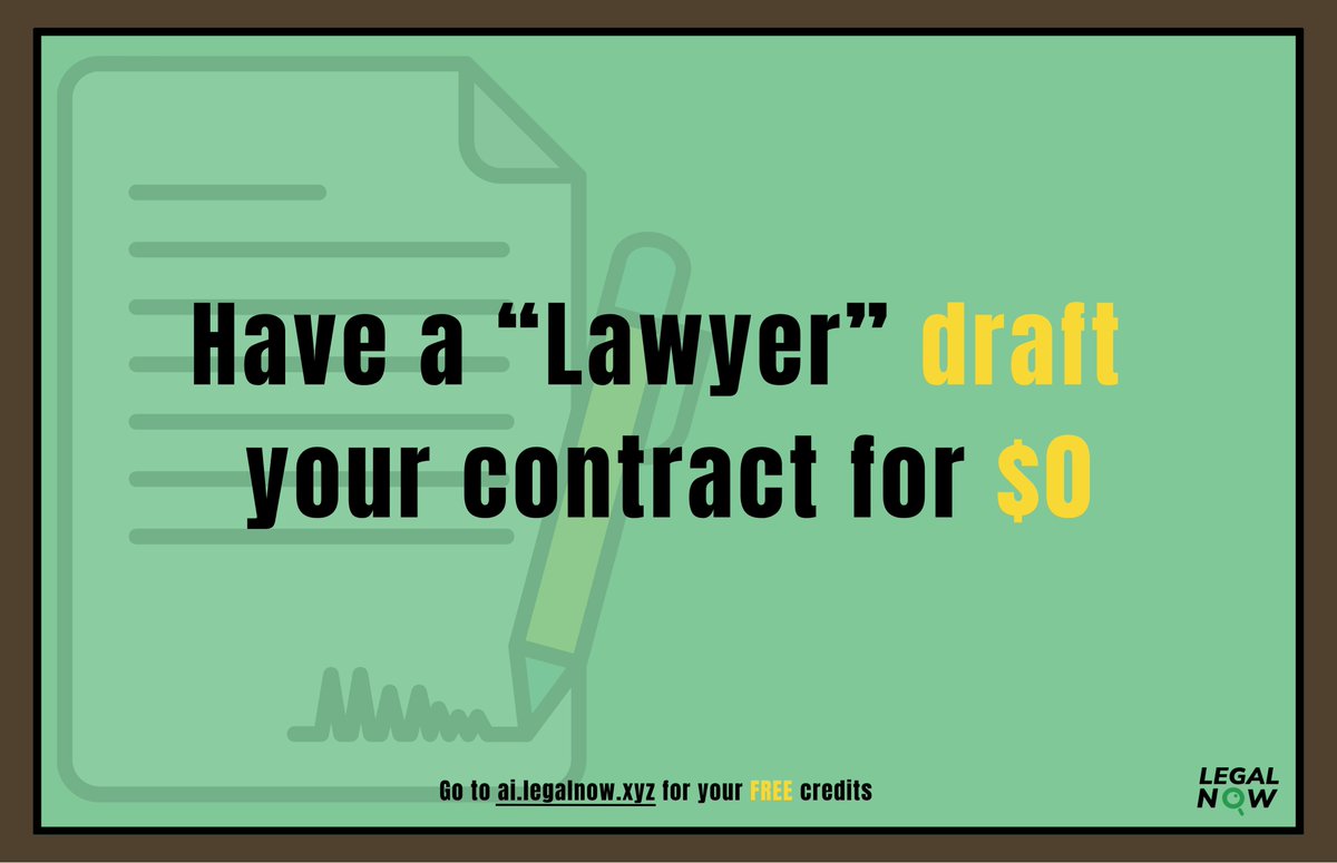 Legal_DAO's tweet image. Limited Time!   

LegalNow offers "lawyer-level" contract drafting, review &amp;amp; consultation 📝💯

Follow @legalnow_AI &amp;amp; visit ai.legalnow.xyz for FREE credits🙌

Employment, Internship, NDA, Term of Service, Service, Sales...

DC: 👉 discord.gg/UNy9XhddzR

#ProContract