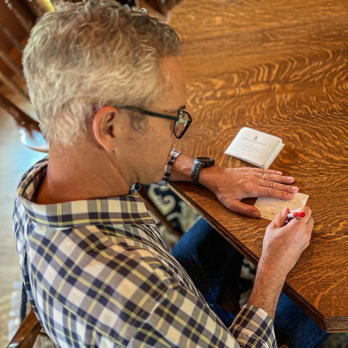 One unique touch of #PremiereNapaValley wines: each bottle includes a label that is hand-signed.

Here is <a href="/Schramsberg/">Schramsberg</a> vintner Hugh Davies signing the 2023 PNV Lot # 111 labels. Be sure to look for this wine in the market soon! Visit bit.ly/4408zzy to find a retailer.