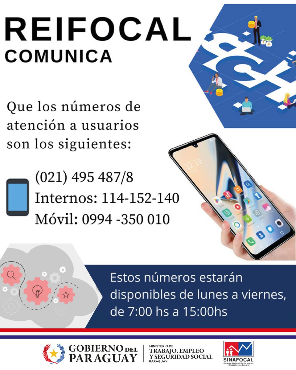 Sinafocal's tweet photo. 👩🏻‍💻 El #REIFOCAL pone a disposición números corporativos para consultas a instituciones de formación y capacitación laboral, ya sean públicas o privadas.

Contáctanos en los números: (0994) 350 010 y (021) 495 487/8, Internos: 114-152-140.

ℹ️ Más detalles: https://t.co/SZq5upE3n9 https://t.co/axSGg7agM7