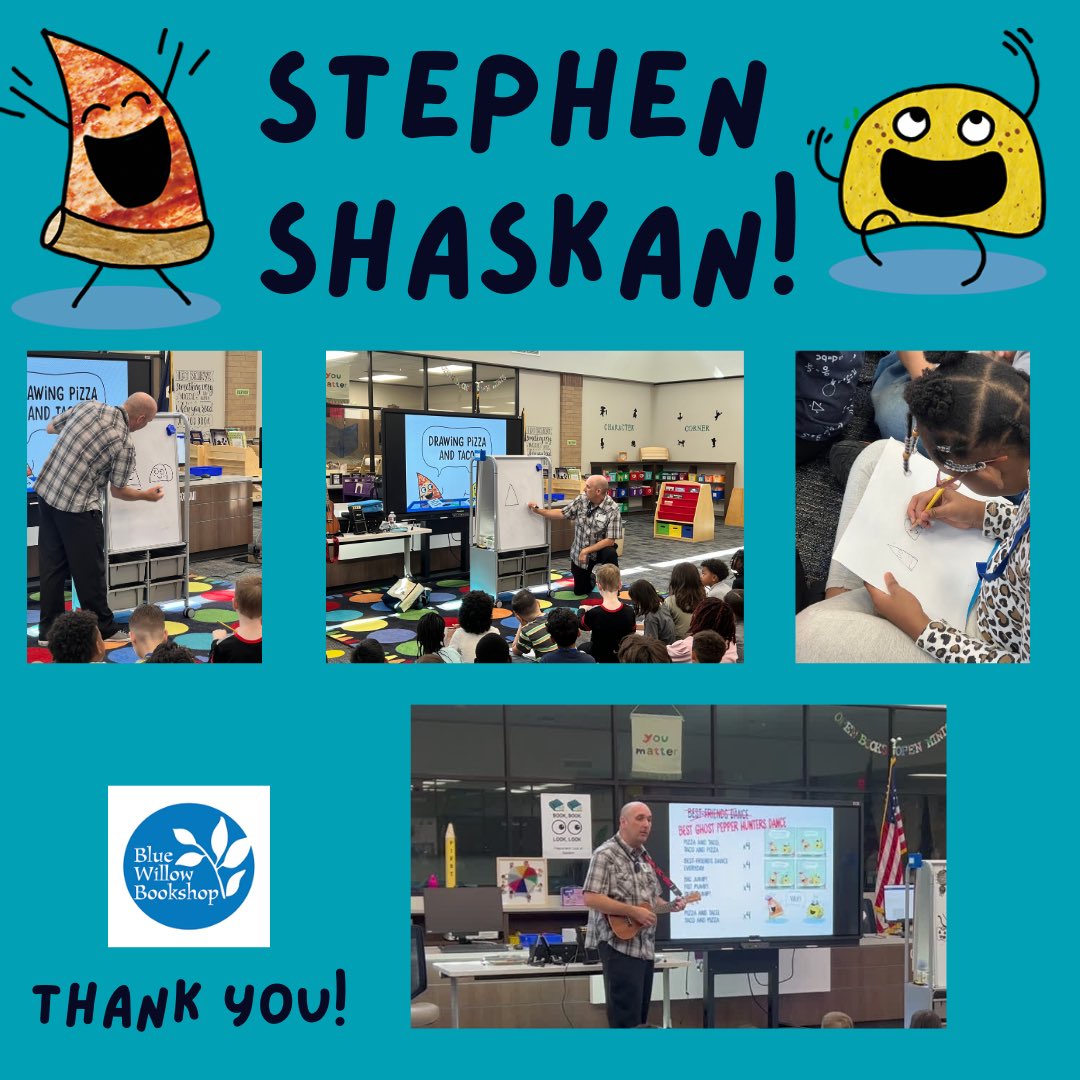 Our @SShaskan visit was so fun! 2nd grade loved drawing their own versions of Pizza and Taco! Thank you @BlueWillowBooks and @penguinrandom for the awesome time.