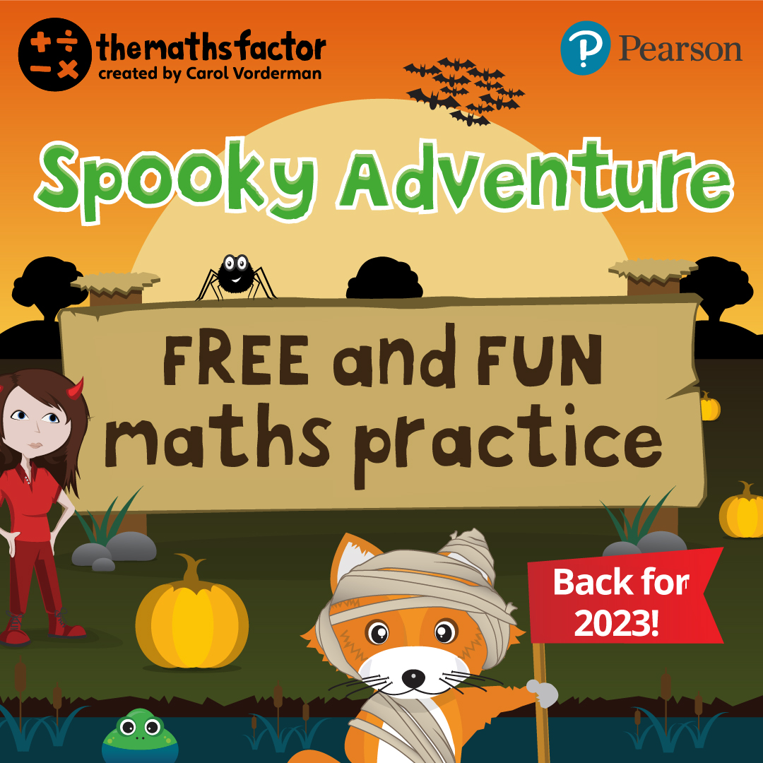 Trick or Treat! 🍬 Join our FREE Spooky Adventure.  

A little bit of FUN daily practice from <a href="/carolvorders/">Carol Vorderman</a> to boost your child’s #maths confidence this half term. 🎃

Get started today 👉 bit.ly/TMFSPOOKY23

#halfterm #Halloween #mathsisfun