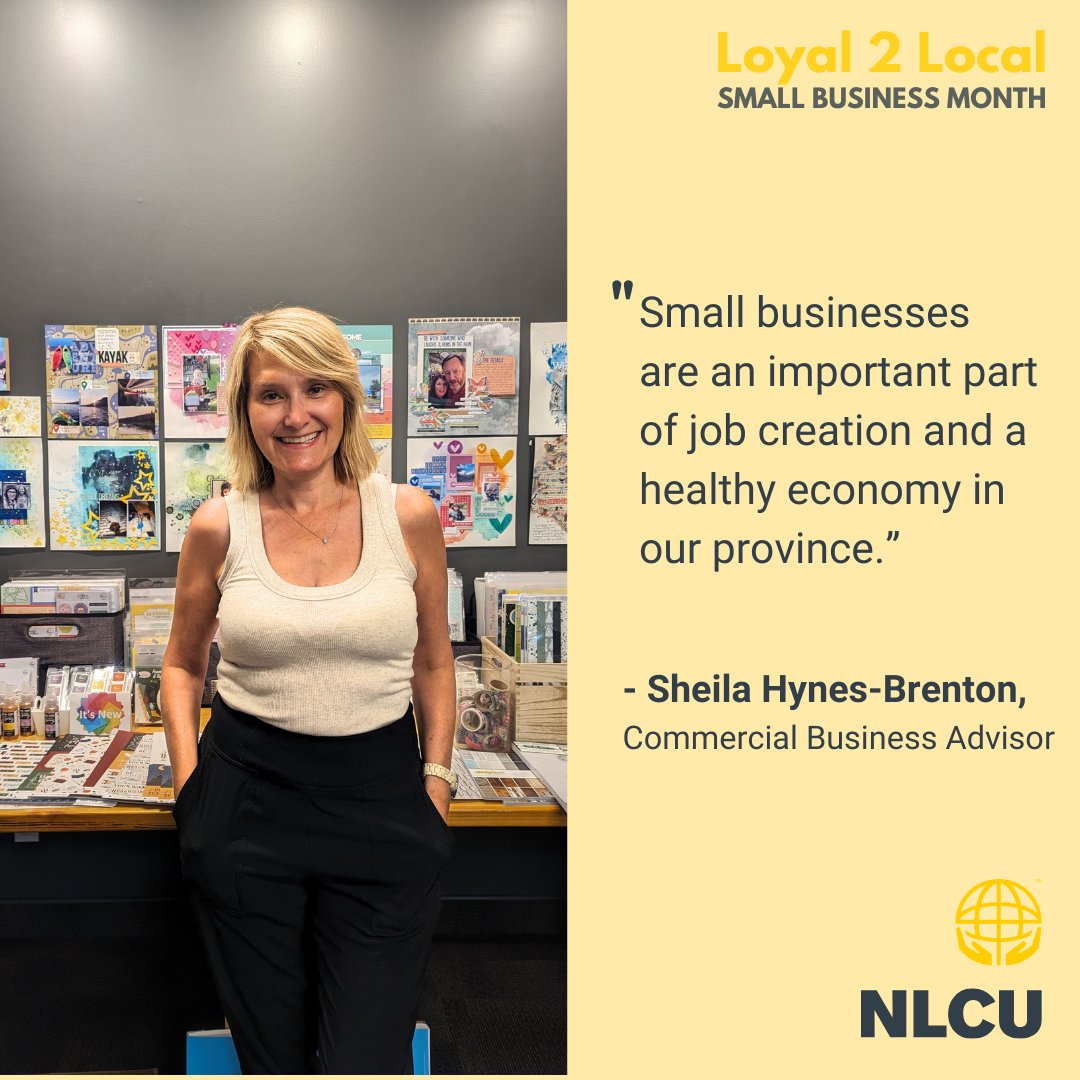 NLCU's tweet photo. Commercial #Business Advisor Sheila Hynes-Brenton used her #Loyal2Local funds to purchase supplies and take part in a cropping event for paper #crafts at Notions NL. Located in St. John's, Notions NL is a #retail store for paper, ink, stickers, and mixed media.
#exploreNL https://t.co/6oIMlAMdY7