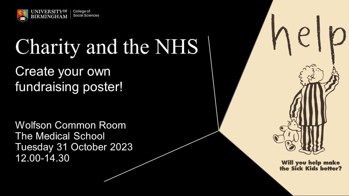College of Social Sciences (@coss_birmingham) on Twitter photo Join <a href="/DrHaydon/">Dr Steph Haydon</a> for a creative session celebrating the 75th anniversary of the NHS as part of the #ESRCFestival.
See examples of fundraising posters through the decades, talk to our researchers about the history of NHS and design your own!
Read more ⬇️
festivalofsocialscience.com/events/charity… Join <a href="/DrHaydon/">Dr Steph Haydon</a> for a creative session celebrating the 75th anniversary of the NHS as part of the #ESRCFestival.
See examples of fundraising posters through the decades, talk to our researchers about the history of NHS and design your own!
Read more ⬇️
festivalofsocialscience.com/events/charity…