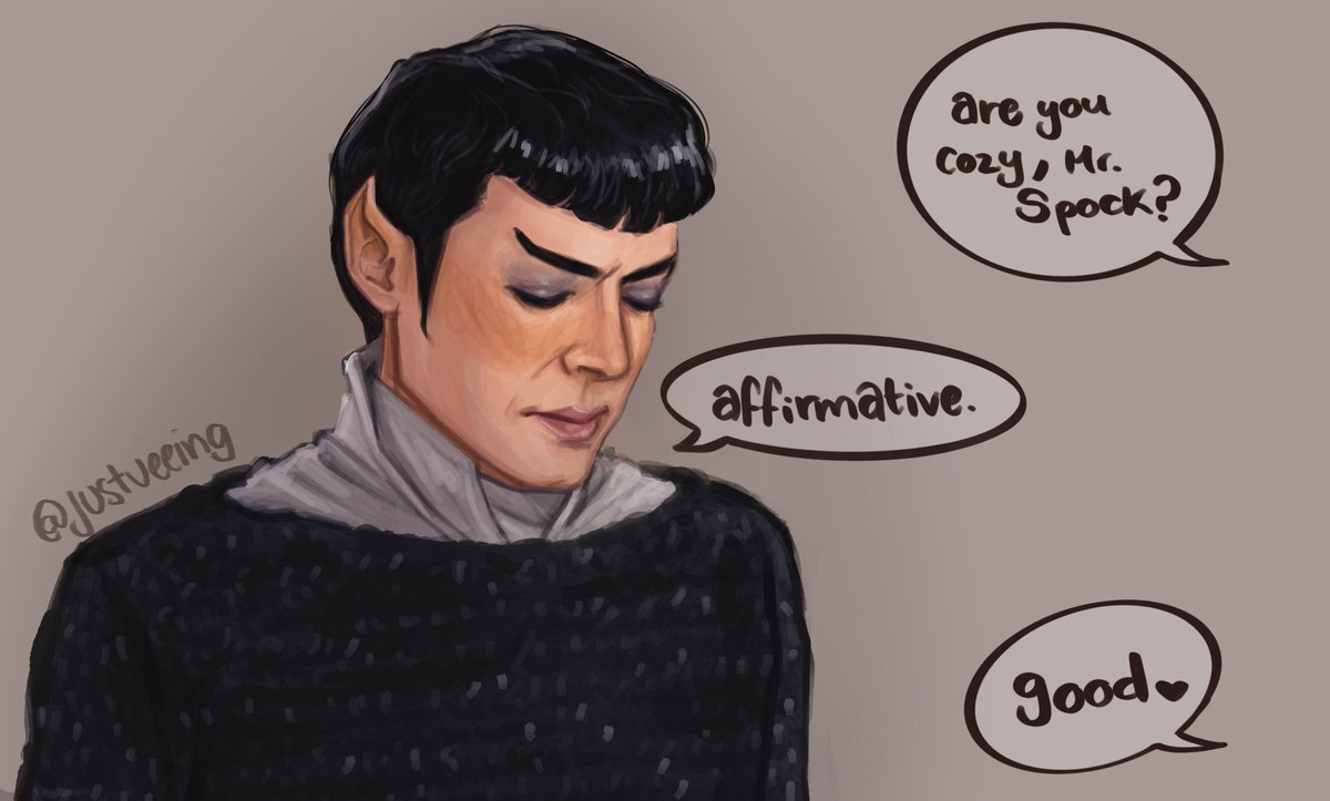 justveeing's tweet photo. Let SNW Spock be comfy!!! https://t.co/p02aXY0wn4