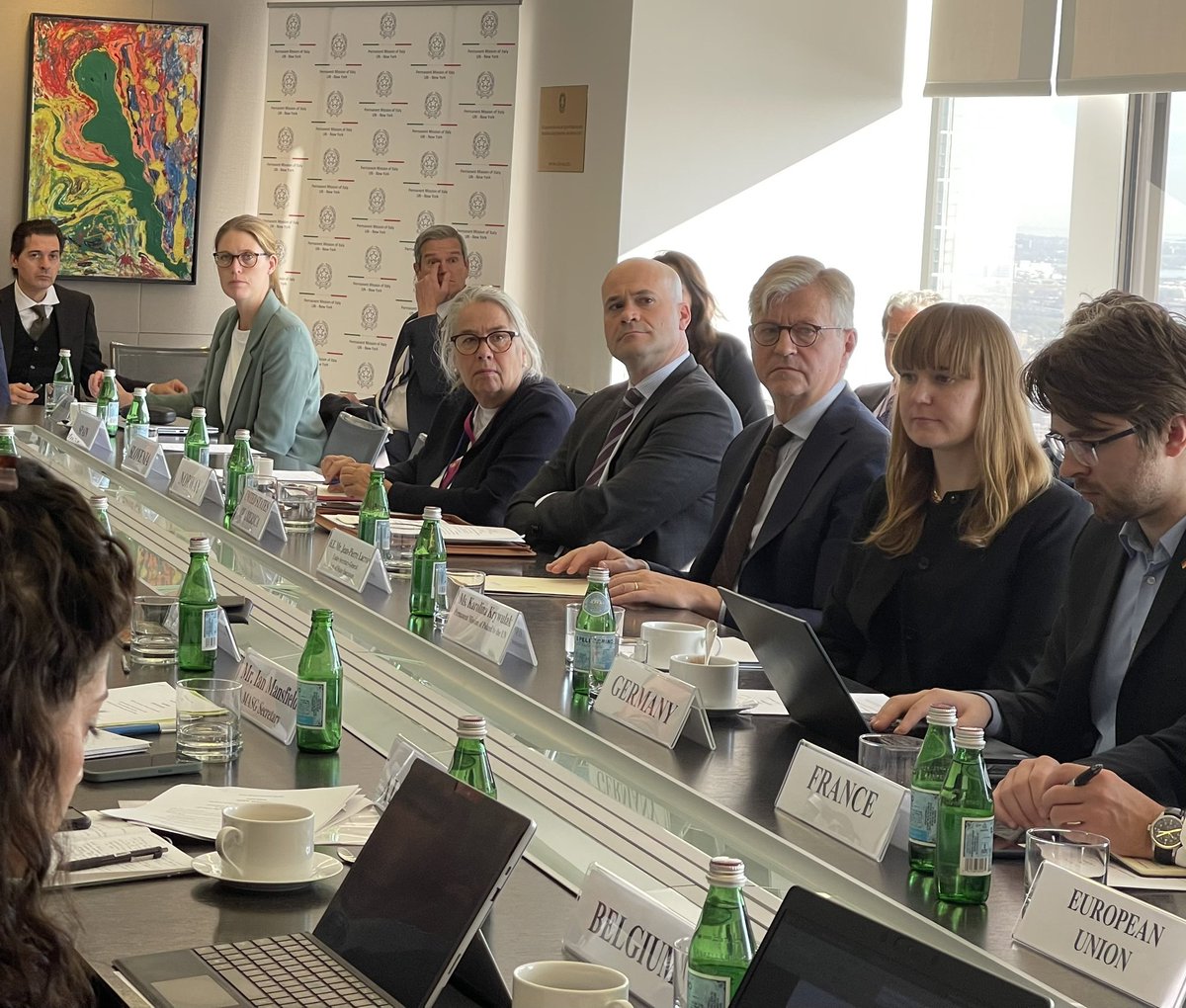 ItalyUN_NY's tweet photo. At #MASG mtg, 🇮🇹, chair for 2023, renewed its engagement on humanitarian #mineaction.
We need to remain vigilant & steadfast on #mineaction efforts to mitigate the devastating impact of explosive remnants of war in conflict-affected regions around the 🌎. https://t.co/2UJF0nSbBa