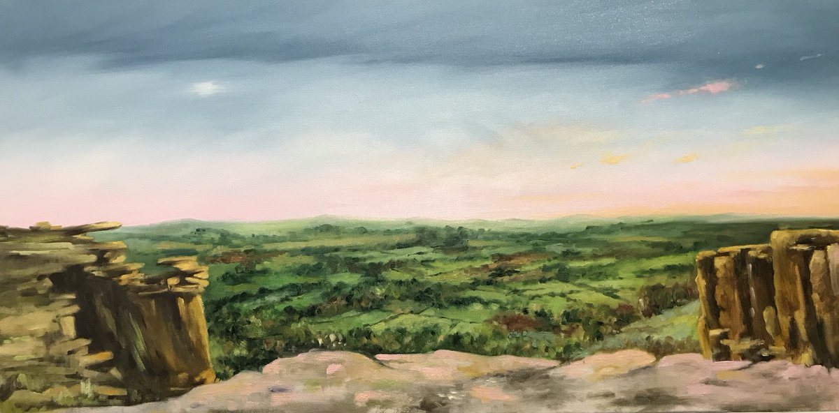 ‘October Afternoon’. I love October as one seems to get colour from every season all together in one. This is late afternoon, quite a long painting so click to see all. #peakdistrict #autumn #landscapepainting #farming