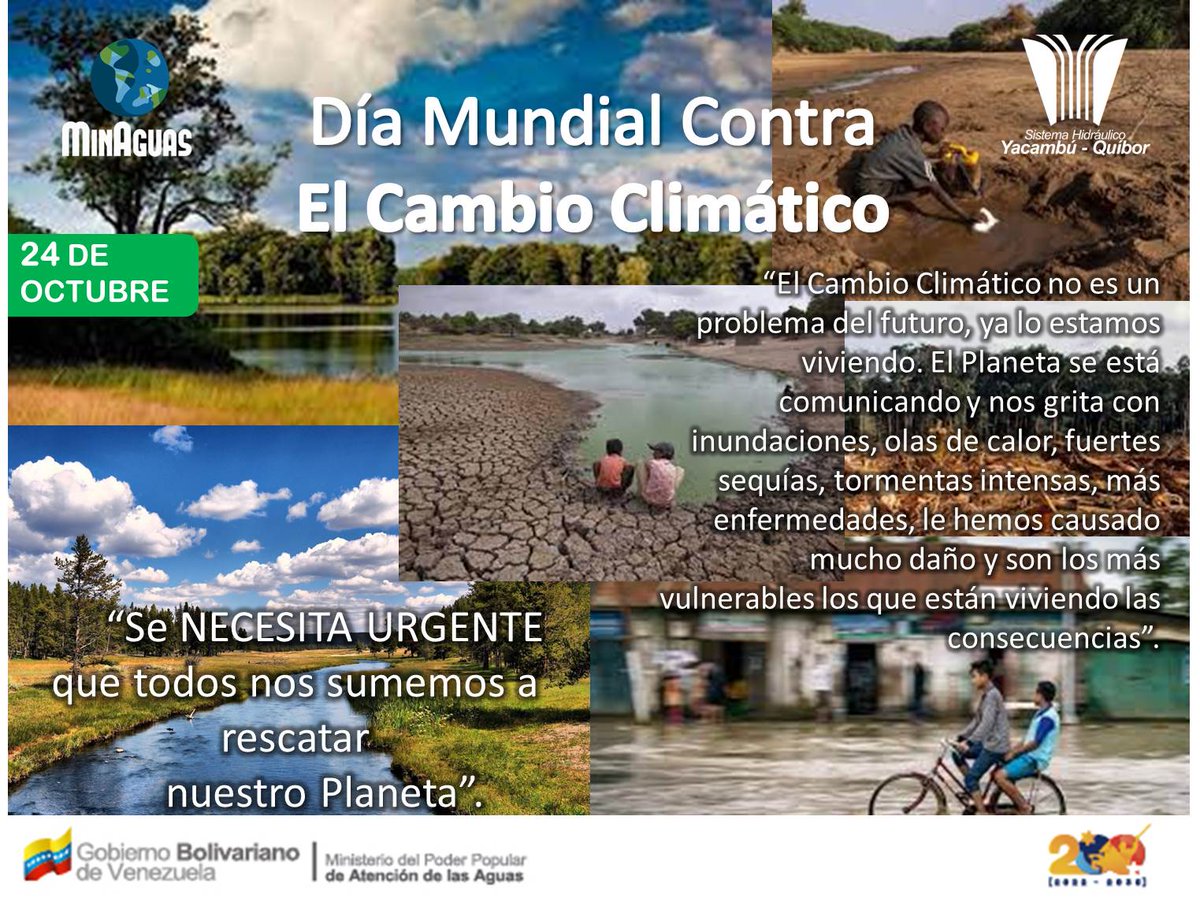 yacambu_quibor's tweet image. #24Oct 🌎 El llamado a los pueblos, gobiernos y empresarios es a impulsar un mundo más Sostenible 🌍El Planeta está en crisis por el cambio Climático, pero SI podemos dar soluciones. 
#5VecesSi
#planetaverde
#Vida 
#ContraElCambioClimático
@NicolasMaduro 
@minaguasoficial 💦