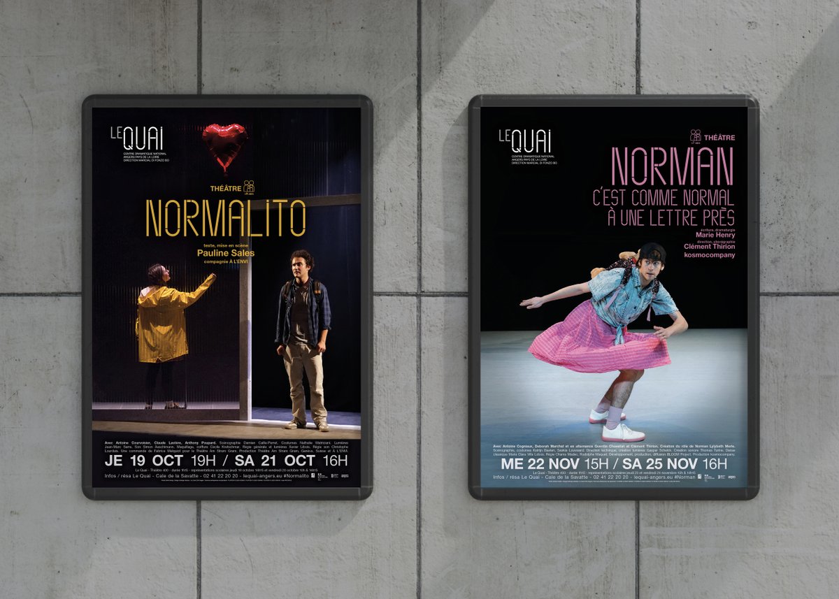 [CREA] les affiches de #Normalito et #Norman 
#JeunePublic #EnFamille @LeQuai #Angers octobre/novembre 2023
#CultureAngers #lequai2324 #Theatre #SoyouDesign