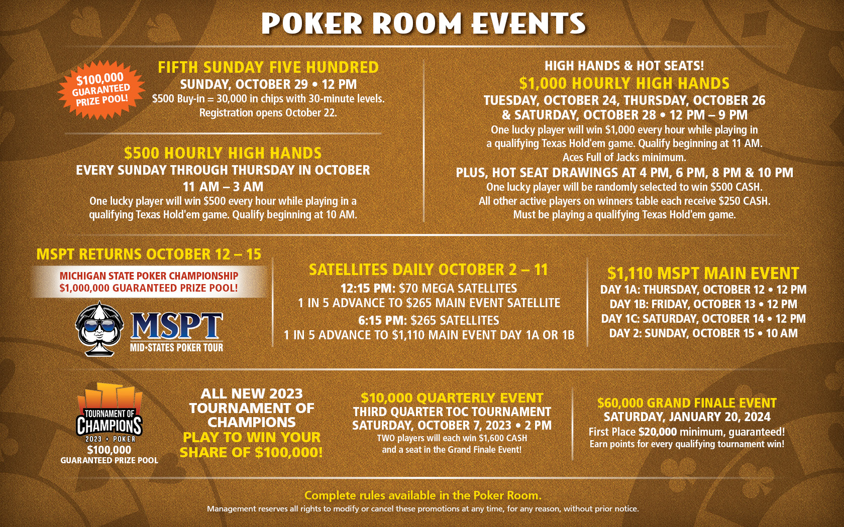 Showdown Saturdays Poker Tournament Tickets, Multiple Dates