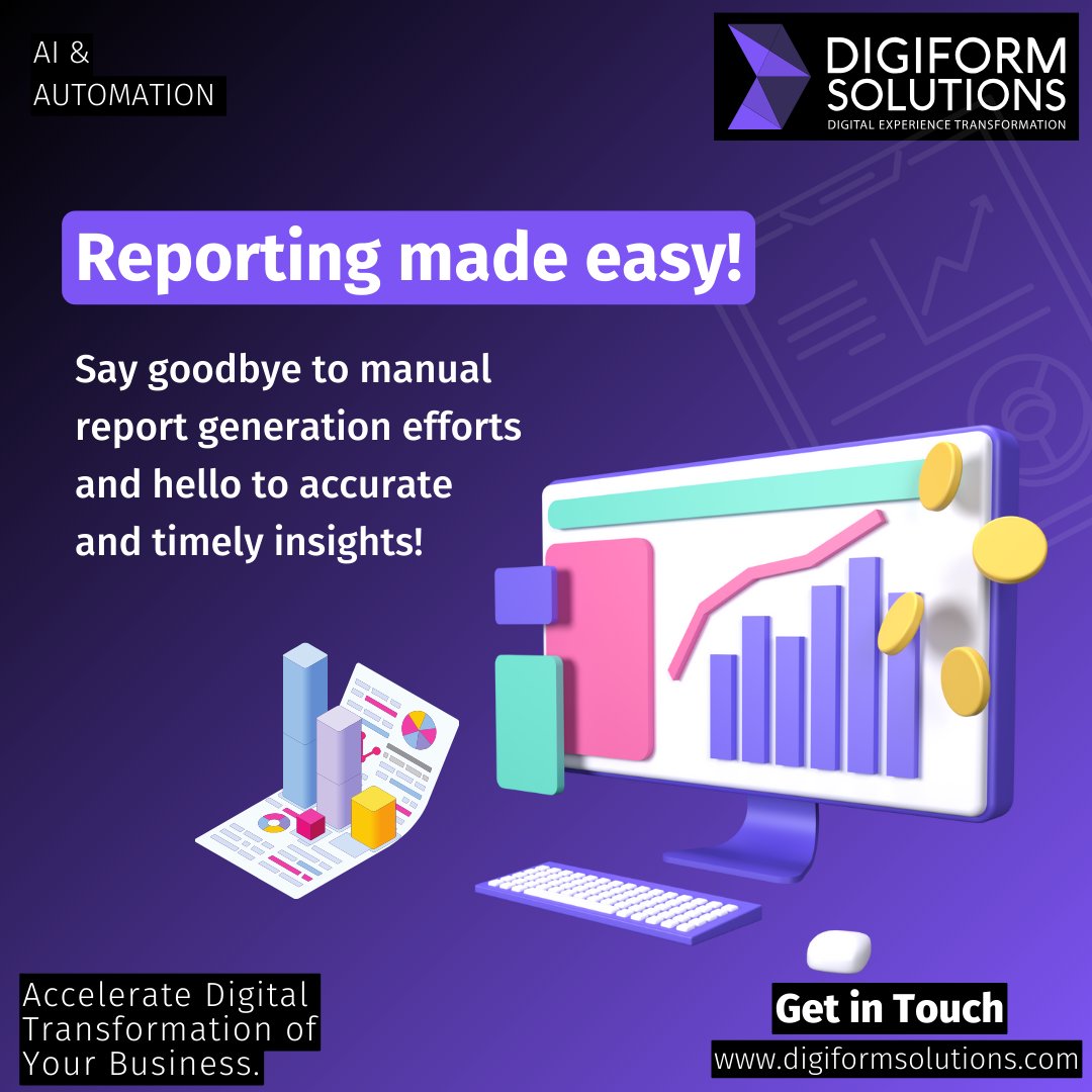 digiformgroup's tweet image. 📊🚀 Tired of spending hours on manual report generation? It's time to make your reporting process effortless.
Unlock the true potential of your data and let your reports tell a story of efficiency and success.
It's time to simplify your reporting journey! 🌟