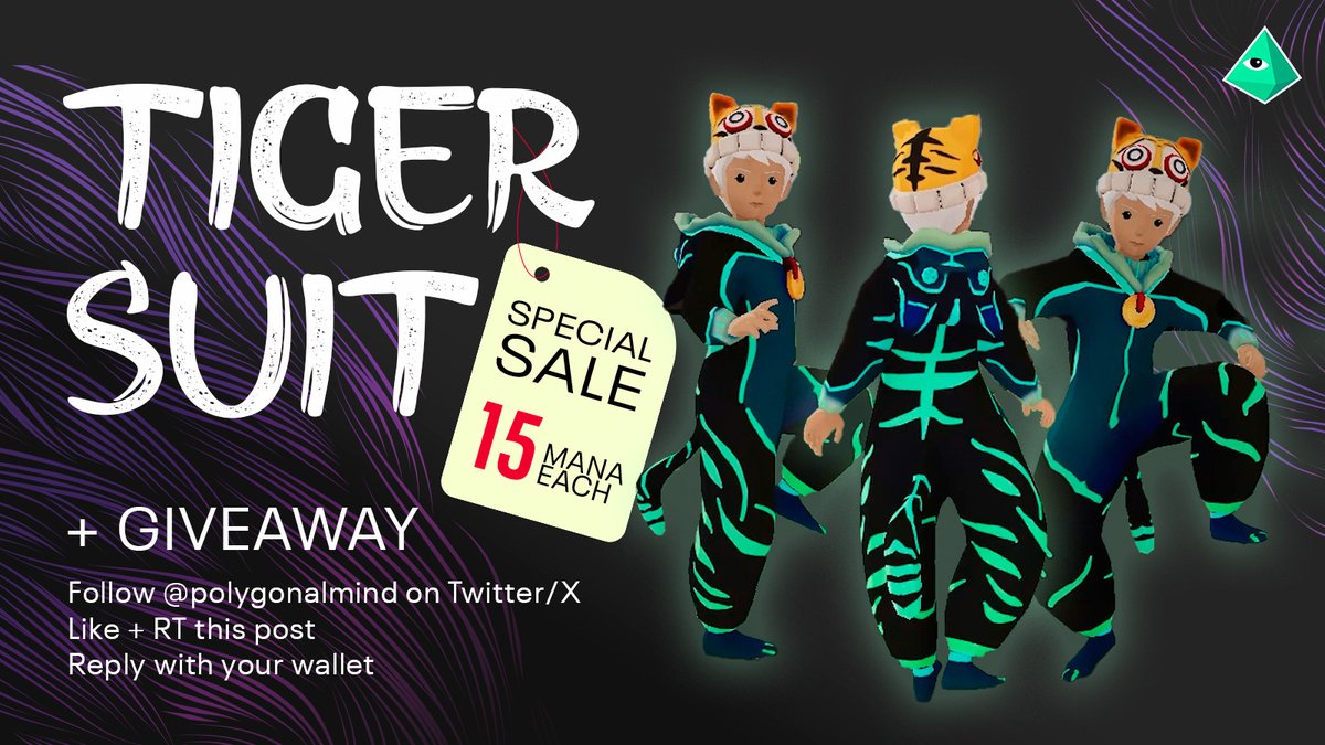 Grrrrrreat news little wild ones! 
October means dressing up for Halloween and also the start of chilly weather so…
Get ready for some trick and treat in a cozzy costume for @Decentraland with this Tiger Suit
🛍️
market.decentraland.org/contracts/0xe6…
GIVEAWAY rules in the replay ⤵️
