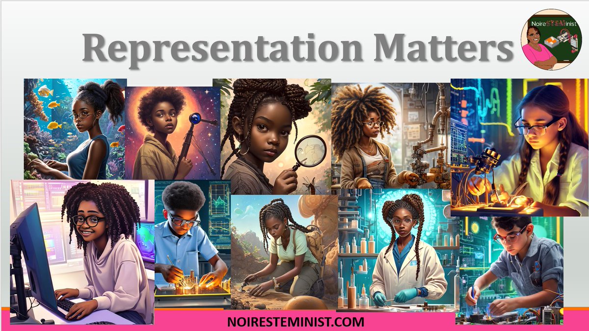 #RepresentationMatters #AIArt #BlackSTEMAIArt #Teachers #TeacherCommunity #BlackSTEM #BoySTEM #GirlSTEM
NoireSTEMinist.com/shop