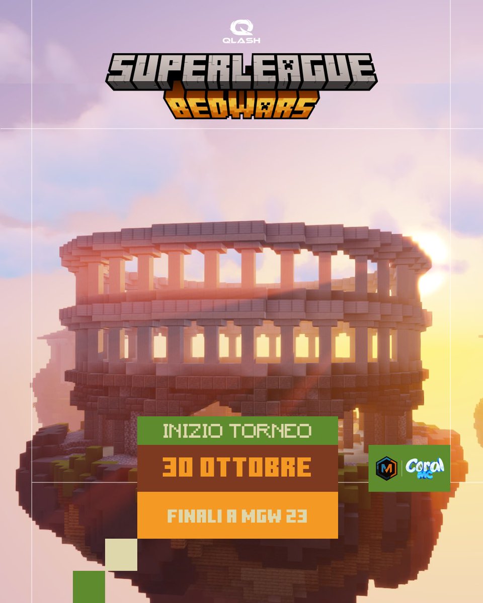 La battaglia dei letti incombe 🛏️⚔️

8️⃣ Condottieri sceglieranno i loro più valorosi compagni 

8️⃣ Team 

3️⃣2️⃣  Giocatori 

Si scontreranno in epiche battaglie che avranno termine solamente con la finale sul palco di #mgw23 😈🔥

#SLBedWars #minecraftbedwars