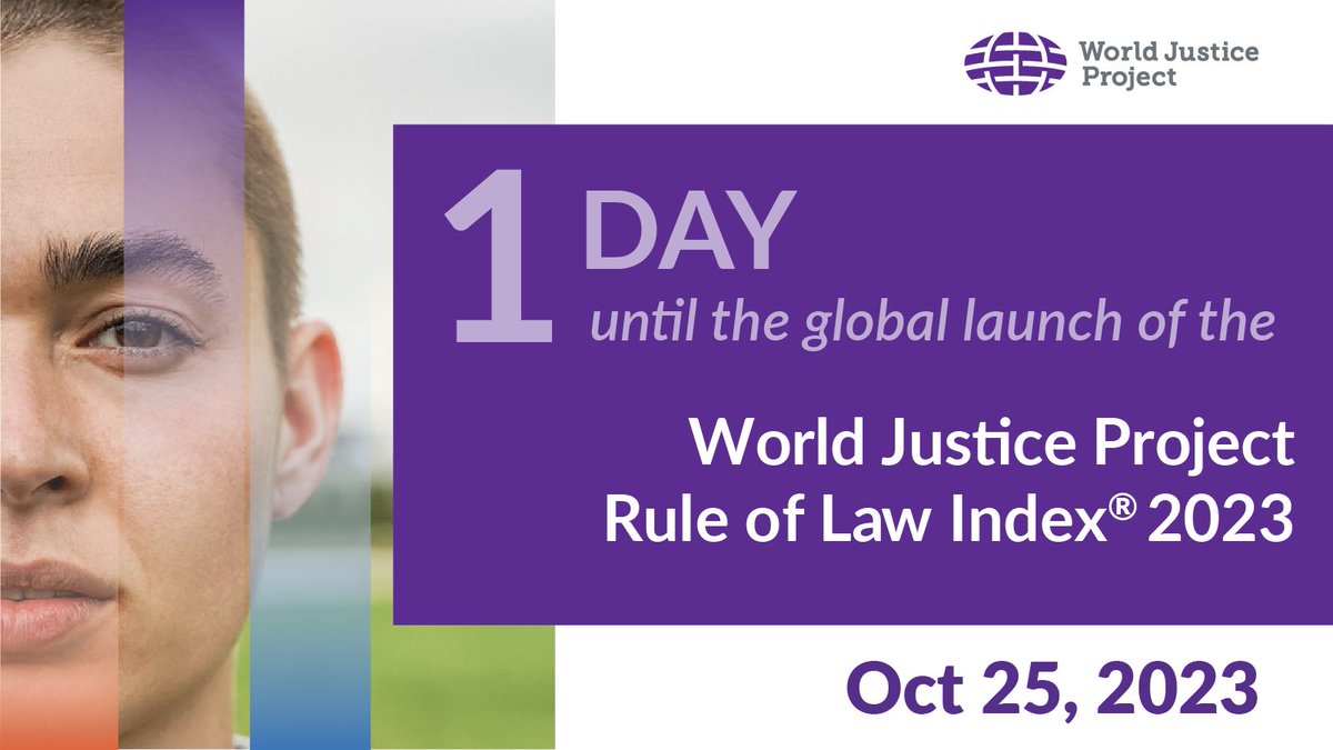 TOMORROW - Don't miss the live, global launch of the 2023 WJP Rule of Law Index, covering rule of law trends in 142 countries and jurisdictions around the world. Attend the event: worldjusticeproject.org/news-register-…