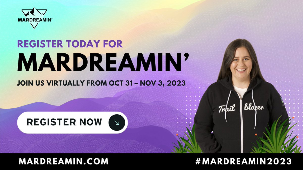 Some tips to help make the most out of your MarDreamin experience next week: 📝 Have a plan. 💡 Follow your curiosity. 📣 Check out the keynotes. 🤓 Use the Genius Bar. 💻 Attend the Demo Jam. 🏆 Join the MarDreamies. Register to join us! mardreamin.com/?utm_source=tw…