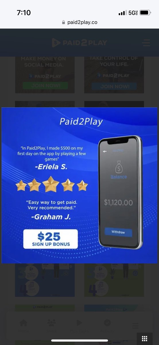 KingDicky25's tweet photo. Hey I joined a network called Paid2Play @paid2playltd! You get paid for testing out new free apps and posting on social media. Sign up with my link for an instant $30 signup bonus! https://t.co/9ig593iXyb