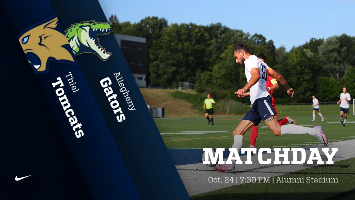 Men's soccer wraps up the 2023 season under the Alumni Stadium lights against the Gators! ⚽️#TomcatPride
🆚Allegheny
📍Alumni Stadium
⏰7⃣:3⃣0⃣PM
📈thielathletics.com/sidearmstats/m…
📺boxcast.tv/view/soccer-do….
📖thielathletics.com/documents/2023…