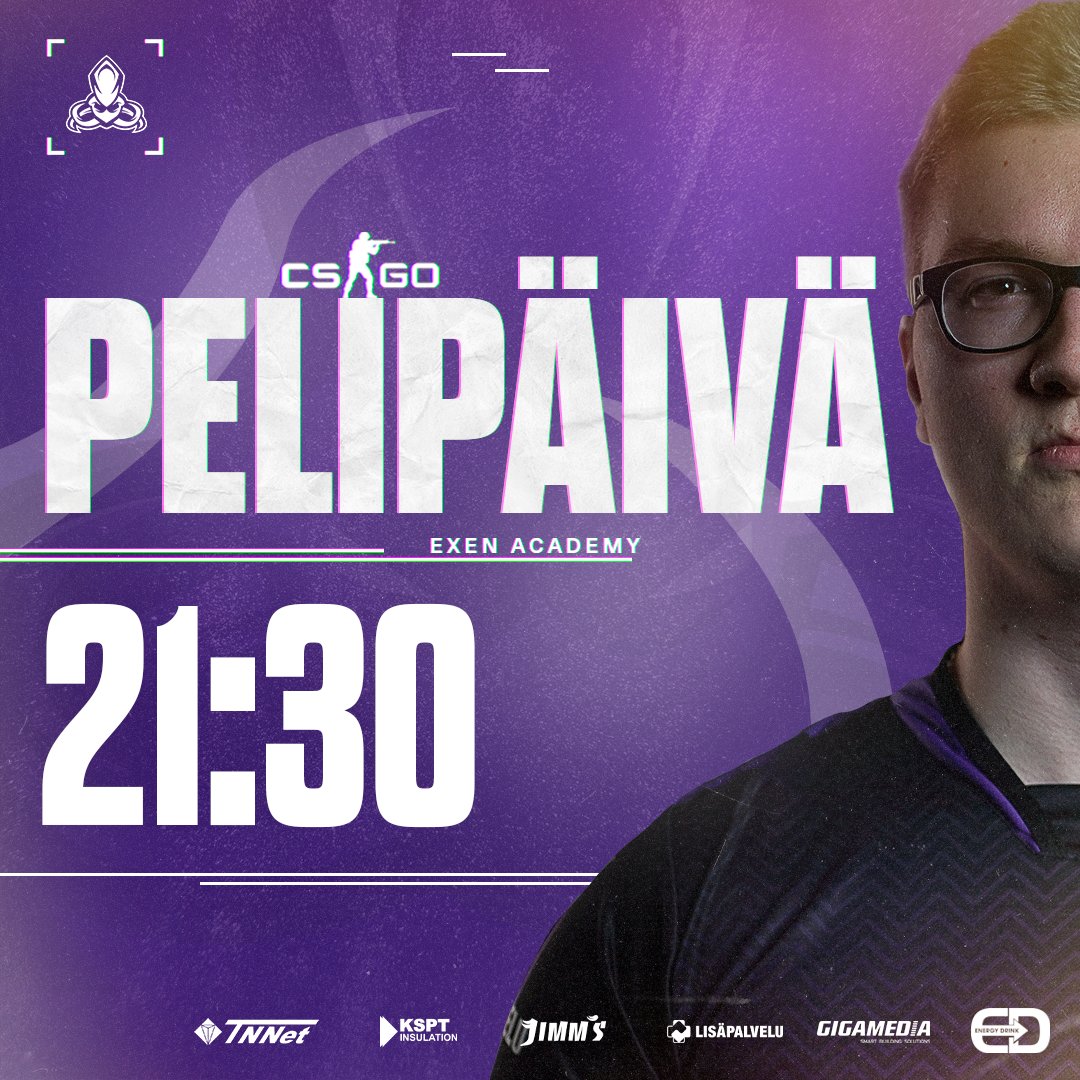 ExenEsports's tweet photo. Tänään nähdään EXEN Akatemian toinen ottelu ESEA Openissa. Tervetuloa katsomaan matsia puoli kymmenestä eteenpäin! 🔥 🔥 🔥
⚔️ EXEN - DAMNSTAR Esports
⏰ 21:30
📺 https://t.co/aC2vquxTIM
🎙️ @PerttuLeinonen
#goEXEN #EDsponsored #csgofi #esportsfi https://t.co/ARUdN47lbZ