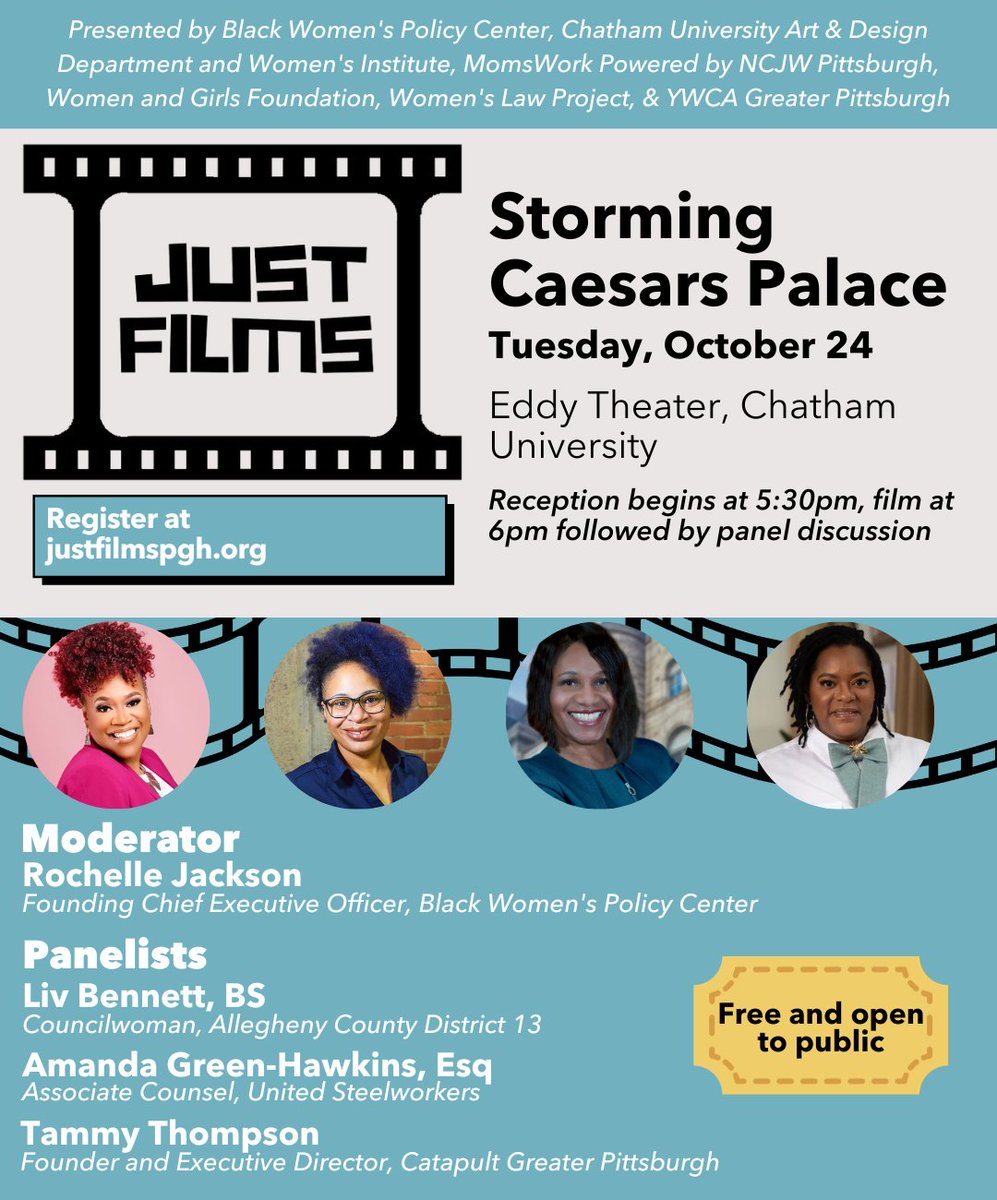 TONIGHT ONLY! Join Just Films Pittsburgh for a showing and a panel discussion at Eddy Theatre on Chatham University's Shadyside Campus. Free and open to the public. Register at justfilmspgh.org/2023/07/18/sto… #blackwomen #advocacy #equity #film #empowerment