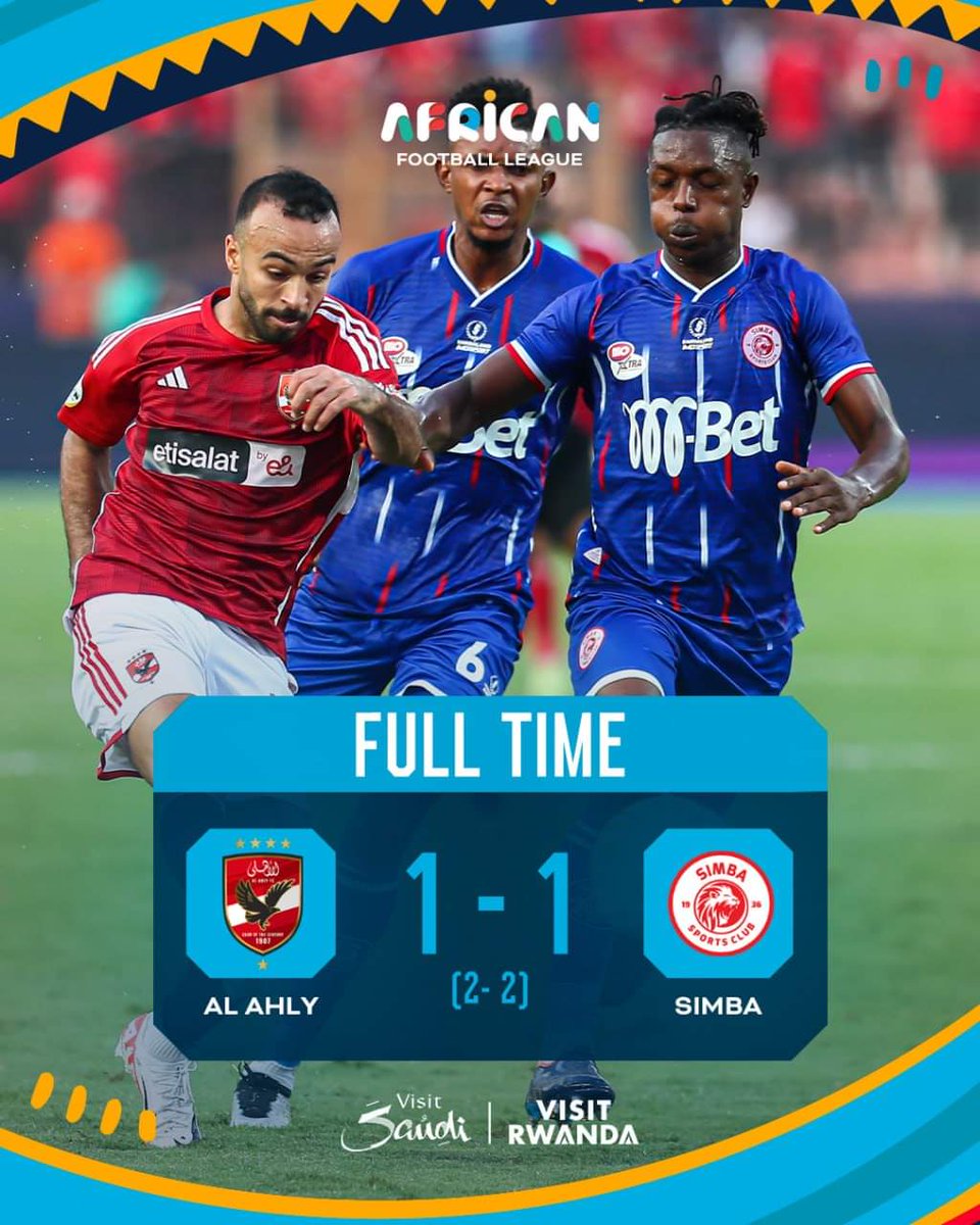 JumaahSalumu's tweet photo. #AFLupdate: Full time ๐
Al Ahly advances to #AFL semi-finals.
Goal of away had make Al Ahly to through next step.
#AFL | #CAF | #FIFA https://t.co/nC1C2rChHx