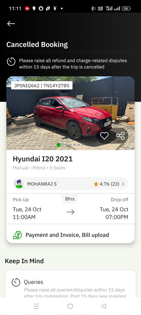 MuraliK3333's tweet photo. @Zoomcar_India I felt cheated! host had denied the car due to car sent to service/maintenance asked me to cancel the booking hence cancelled but shocked to hear that there's no refund for the unavailed service No customer support only a chat bot which asks for mail id &amp; goes off https://t.co/uXrLuX1o4G