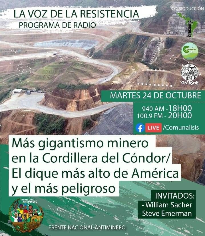 🚩HOY 18H en LA VOZ DE LA RESISTENCIA 📣✊🏾  Expertos analizan la mina más avanzada en Ecuador: #Mirador en la Cordillera del Cóndor que amplía su producción: "un desastre inminente"
Míranos 👀 por Facebook y escuchanos en 940AM y en 100.9FM a las 20h por la <a href="/radiocce/">radiocce</a>