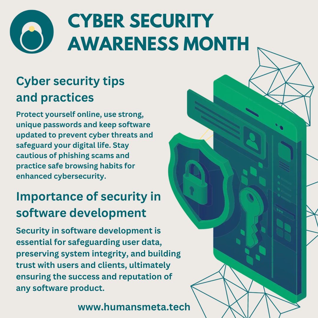HumansMetaTech's tweet image. Absolutely! Security is our top priority. Let's keep raising the bar for software security together. 🔒💪
#CybersecurityAwareness #CybersecurityAwarenessMonth #SoftwareDeveloper #SoftwareTesting