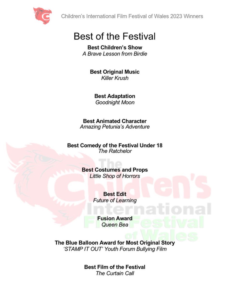 Children’s International Film Festival of Wales tweet media
