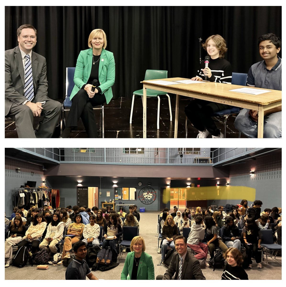 ⁦<a href="/CouncillorAdams/">Tom Adams</a>⁩ &amp; I enjoyed our conversation with ⁦<a href="/irhs1/">IRHS</a>⁩ Grade 10 #Civics class students this morning! Lots of great questions and engagement about local government. Thank you Mr. Innis for the invite! #Oakville #munipoli