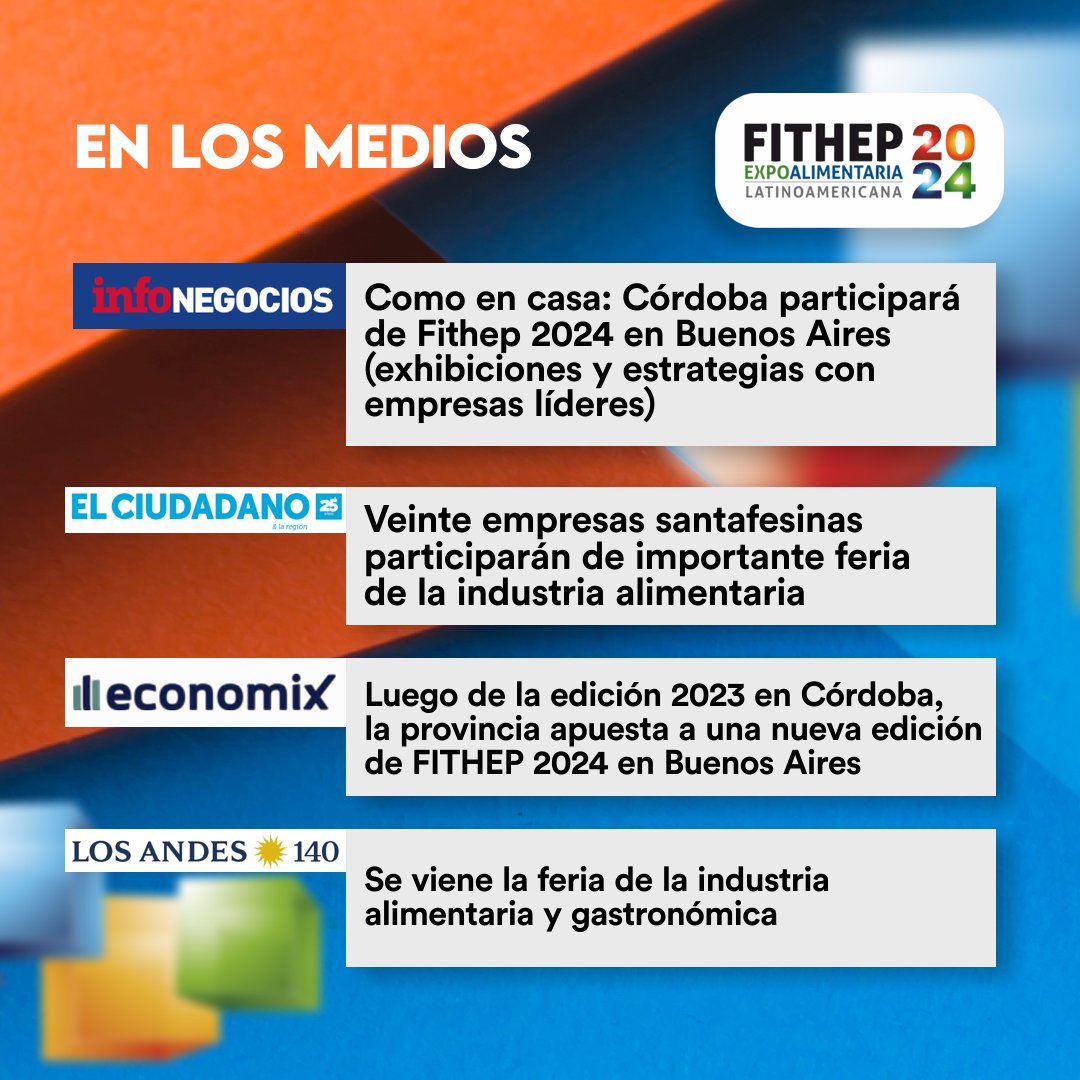 fithep's tweet image. 📌 FITHEP 2024 se instala en los medios de comunicación

#Publitec #FITHEP #FITHEP2024 #Industriaalimentariaargentina #BuenosAires
