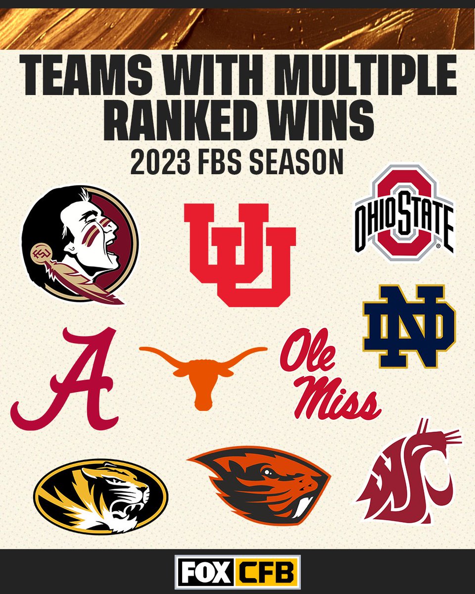 CFBONFOX's tweet image. RT if your team has multiple ranked wins this season! 🙌