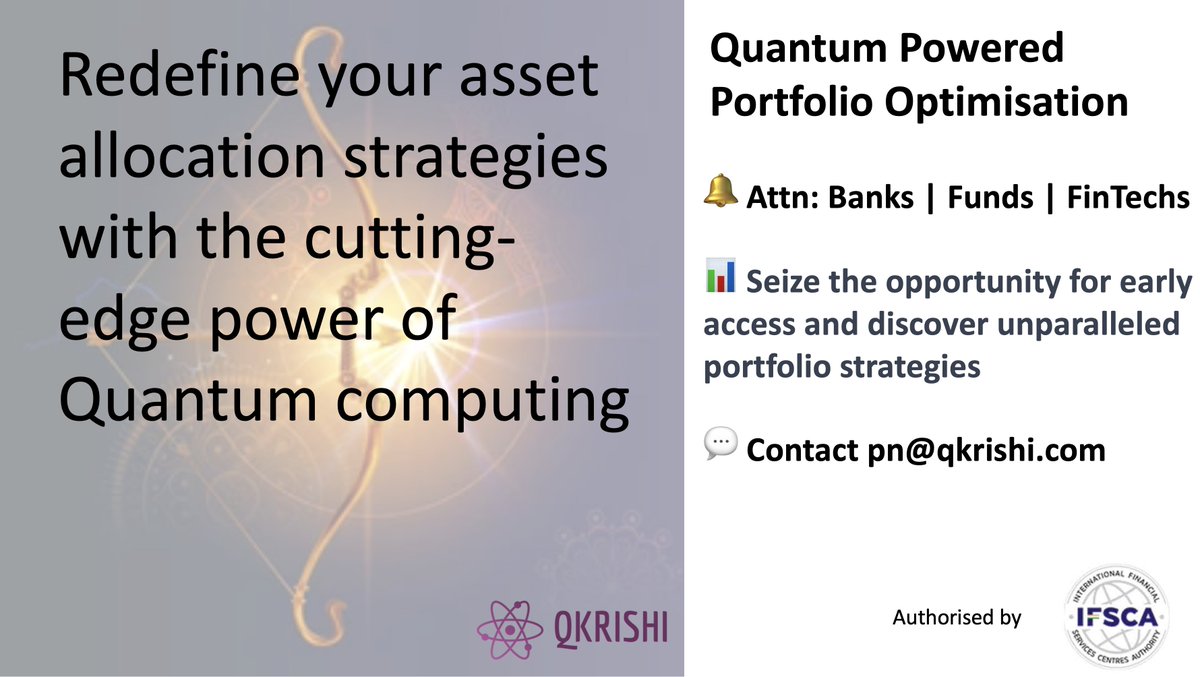 qkrishi's tweet photo. 🚀 Excited to unveil our Quantum-Powered Portfolio Optimisation Tool! Elevate your investment strategies with the power of quantum. The future of portfolio management begins here. 🔍✨ #QuantumTech #PortfolioOptimisation #ProductLaunch @QuantumBlog @Enter_Quantum @QuantumNews3 https://t.co/mKV3xxGaUd