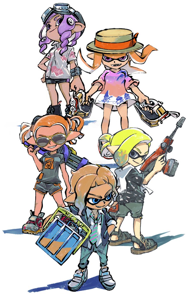 インクリング ,イカガール(スプラトゥーン) ,8号 ,octoling_girl 「昨日描かせて頂いたイカタコたち。皆さんファッションセンスが素晴らしい投稿してくる」|藤澤紀幸(村正みかど)4/25単行本発売中のイラスト