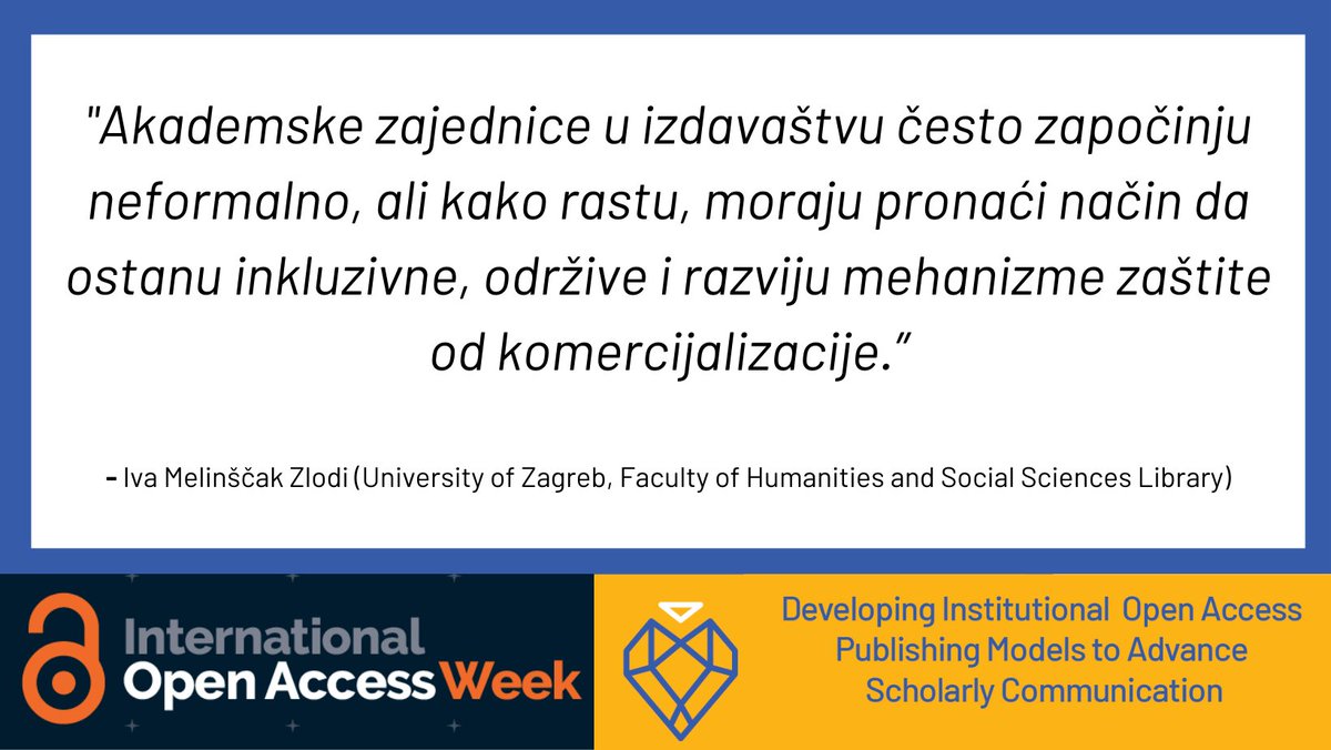 DiamasProject's tweet image. Interntional  #OAWeek focuses on #CommunityOverCommercialisation. DIAMAS is a diverse consortium from around Europe, coming together to support  community-led publishing

 🇭🇷 We interviewed @ivamz13 for a Croatian  perspective: ow.ly/U2Z150Q04Ub