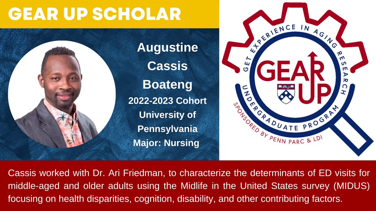 Population Aging Research Center at Penn (@pennparc) on Twitter photo Meet GEAR UP Scholar Augustine Cassis Boateng <a href="/realcassis/">Augustine Boateng, MPH π¬ππΊπ²π΄σ §σ ’σ ³σ £σ ΄σ Ώ</a>
bit.ly/45n7H88
READ "Spiritual coping behaviors among injured urban black men in Philadelphia"
bit.ly/3tsGR1h
β‘οΈ APPLY to GEARUP bit.ly/3LTuLUX
MORE bit.ly/452Qqkm
<a href="/PennPARC/">Population Aging Research Center at Penn</a> <a href="/PennLDI/">Penn LDI</a> Meet GEAR UP Scholar Augustine Cassis Boateng <a href="/realcassis/">Augustine Boateng, MPH π¬ππΊπ²π΄σ §σ ’σ ³σ £σ ΄σ Ώ</a>
bit.ly/45n7H88
READ "Spiritual coping behaviors among injured urban black men in Philadelphia"
bit.ly/3tsGR1h
β‘οΈ APPLY to GEARUP bit.ly/3LTuLUX
MORE bit.ly/452Qqkm
<a href="/PennPARC/">Population Aging Research Center at Penn</a> <a href="/PennLDI/">Penn LDI</a>