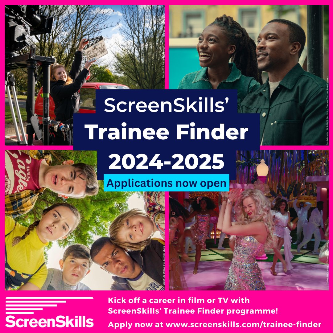 UKScreenSkills's tweet image. Want to start a career in #film or #TV? Applications to ScreenSkills' flagship programme, #TraineeFinder, are now open! This entry-level programme places individuals on placements on #film, #highendTV &amp;amp; #childrensTV productions across the UK. Apply now: bit.ly/3Fhn2O7
