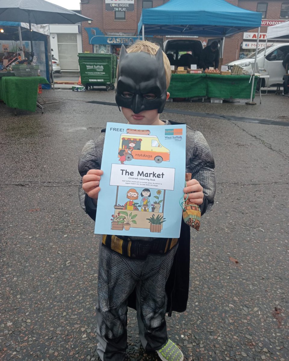 🦇  Spotted!! Batman picking up a free copy of the new market colouring book!

Visit one of our fantastic West Suffolk markets to pick up your copy (available while stocks last).

Find your nearest market here: orlo.uk/Ol1hl

<a href="/WestSuffolkMKTs/">West Suffolk Council Markets</a>