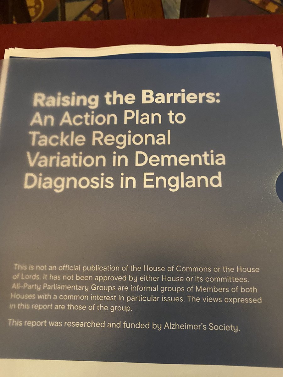 Great to attend the APPG on Dementia at Parliament for the launch of their important report on tackling regional variations in dementia diagnosis