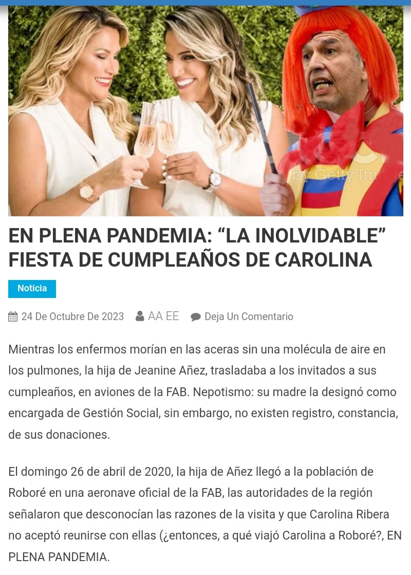 9582VFidel's tweet photo. La hija de Añez, mientras los enfermos morían.
¡Pasarán a la historia como "asesinas"!
(Boliviapress) https://t.co/Ja90MaTnIC