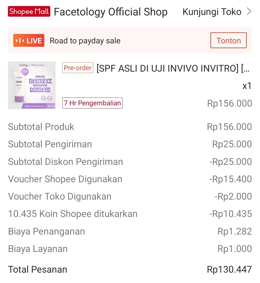 Sunscreen facetology kemasan jumbo 100 ml cuma 150ribuan dapet diskon Shopee live 

Klaim sekarang
shope.ee/7pS4ZwtxEi