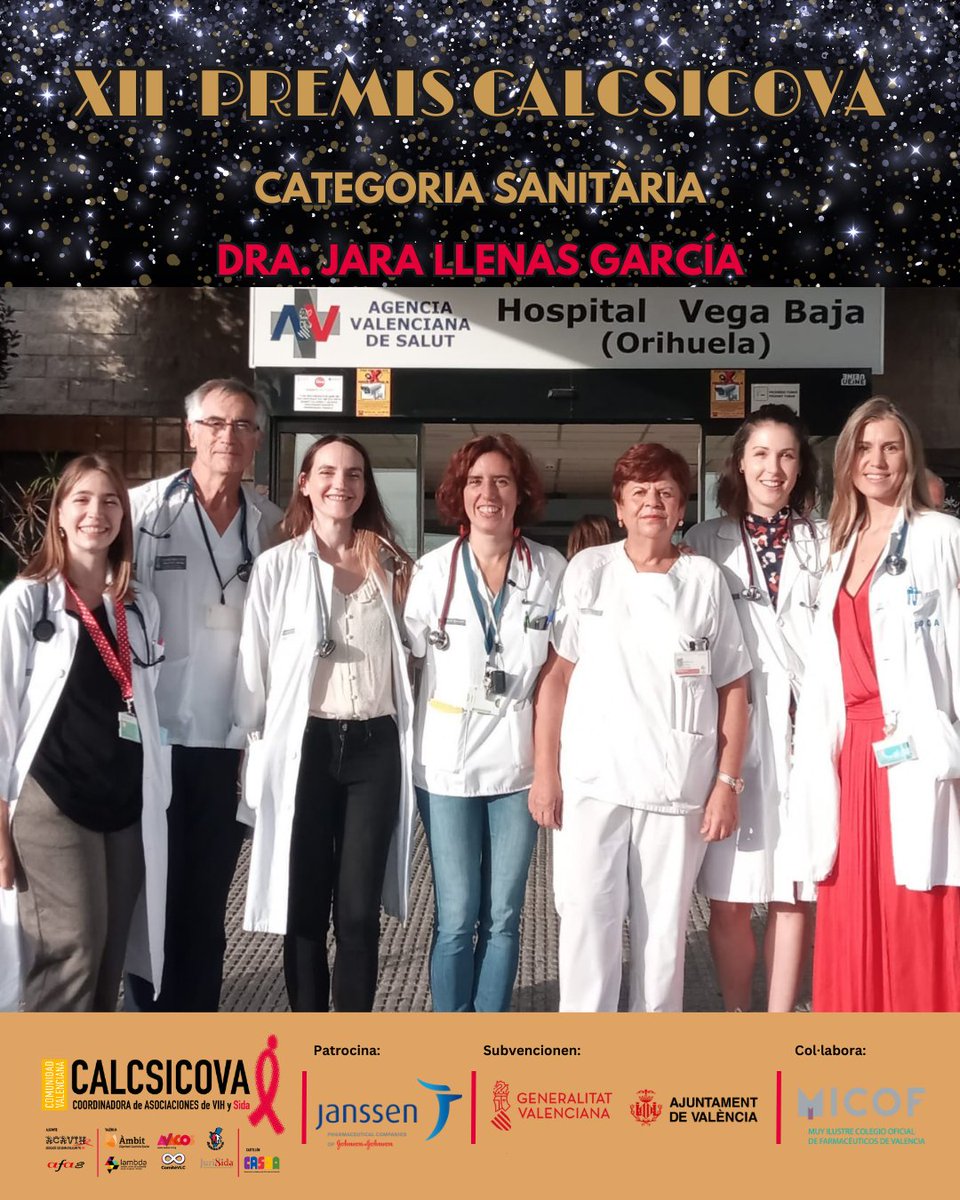 calcsicova's tweet photo. La Dra. Jara Llenas, especialista en Malalties #Infeccioses de @GVAhOrihuela obté un guardó en la categoria #Sanitària dels #XIIPremisCALCSICOVA🏆 per la seua accessibilitat als serveis de #VIH en #Alacant.

🗓3 de novembre ⏰16:00 H📍@micofvlc

Més info📲 https://t.co/pJcu5t8bxv https://t.co/hqlklz2wFJ