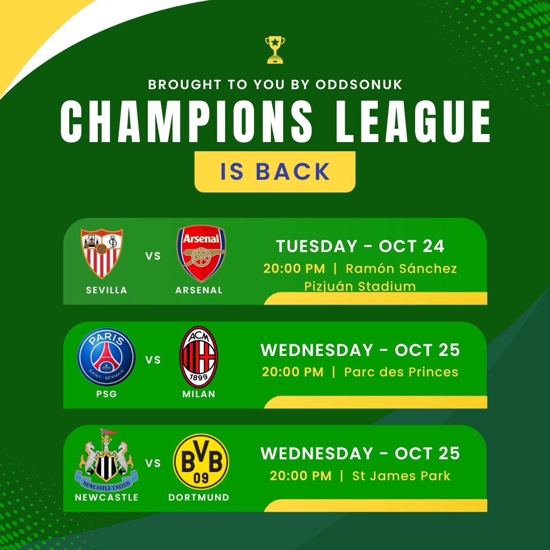 QuickCopUK's tweet image. The Champions League Is Back 🔥

We Have 5 Tips Today For The Return - Including A 180/1 Tip 💰

All This For FREE Via Link In The Bio 🤝

#arsenal #sevilla #championsleague #betting #newcastle #PSG #dortmund #milan #napoli #realmadrid #manchesterunited #inter #tips #picks