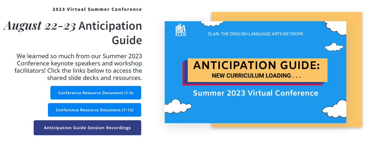 Hey #onted: Pleased to announce that there's a new set of videos posted to our #ELANanticipates resources. Look for great learning from @KulsoomAnwer, @MrsHackett305, @MrsKCosta, @Mslalor1, @1GRTeacher, and @MissGtheTeacher. elanontario.com/resources-2/