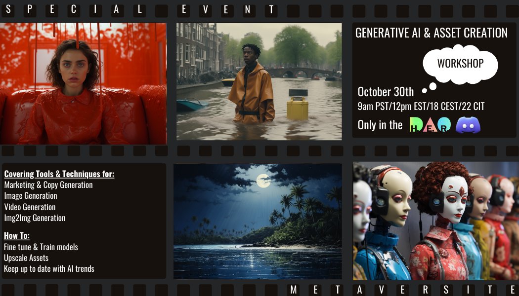 As part of this season of <a href="/artizen/"></a> we're offering free community workshops on Generative AI. First up is <a href="/_HerDAO/">H.E.R. DAO (Mainnet Arc)</a> on 30th Oct. Join us 🖌