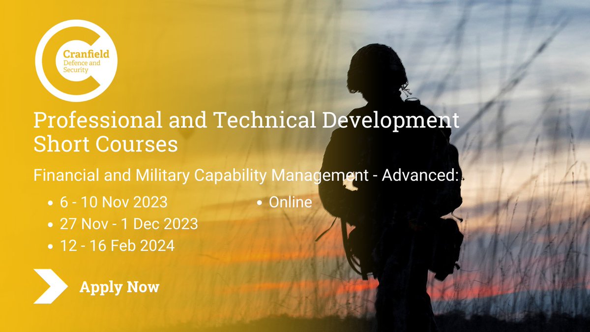 🙌 Develop your Leadership and Management skills in the Defence and Security with Cranfield University.

Don't miss out on our CPD courses, apply now👇
cranfield.ac.uk/courses/short/…

#Defenceandsecurity #leadership #management #shortcourses