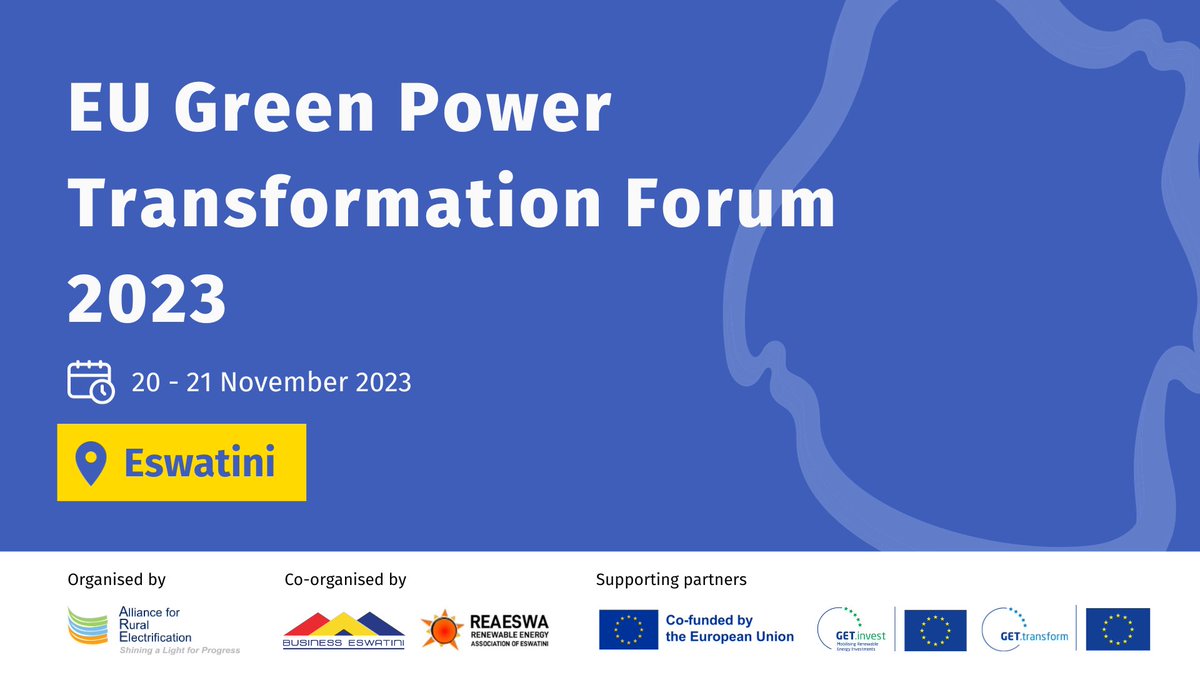 RuralElec's tweet image. We are thrilled to invite you to the EU Green Power Transformation Forum 2023 in #Eswatini on November 20-21. Let&apos;s catalyse investments and power sector reform to drive the energy transition!🌱💡

More information: eueswatinipower.org

#PowerTransformation #EnergyTransition